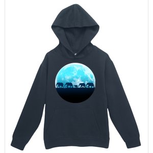 Full Moon With Elephant Family Urban Pullover Hoodie