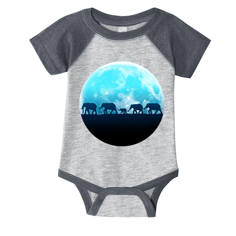 Full Moon With Elephant Family Infant Baby Jersey Bodysuit