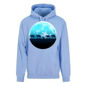 Full Moon With Elephant Family Unisex Surf Hoodie