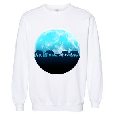 Full Moon With Elephant Family Garment-Dyed Sweatshirt
