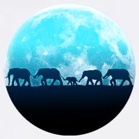 Full Moon With Elephant Family Garment-Dyed Sweatshirt
