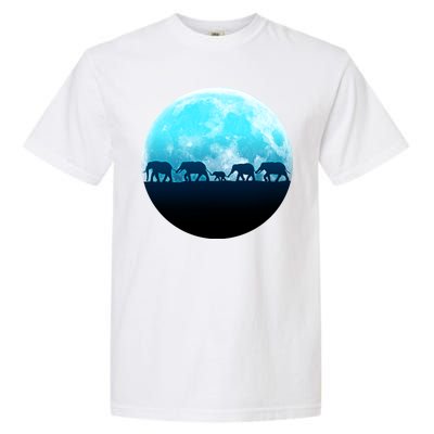 Full Moon With Elephant Family Garment-Dyed Heavyweight T-Shirt