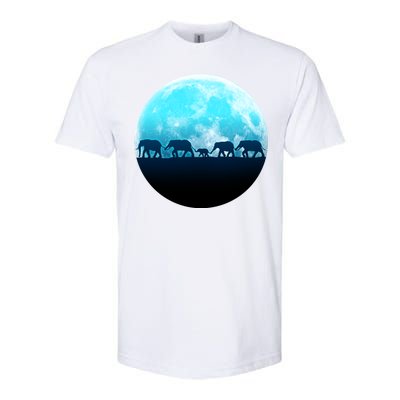 Full Moon With Elephant Family Softstyle CVC T-Shirt