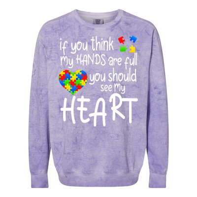 Full Of Heart Autism Parent Colorblast Crewneck Sweatshirt