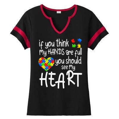 Full Of Heart Autism Parent Ladies Halftime Notch Neck Tee