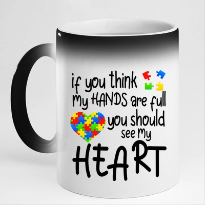 Full Of Heart Autism Parent 11oz Black Color Changing Mug