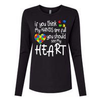 Full Of Heart Autism Parent Womens Cotton Relaxed Long Sleeve T-Shirt