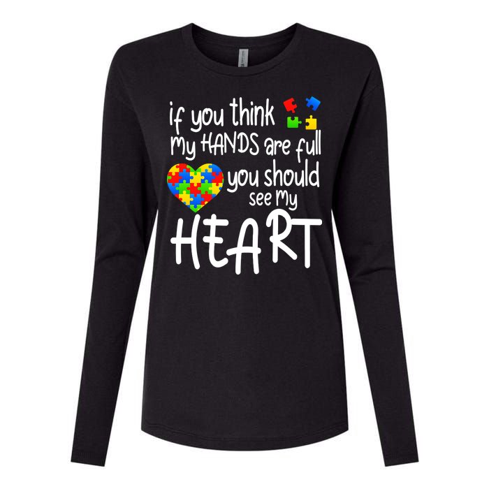 Full Of Heart Autism Parent Womens Cotton Relaxed Long Sleeve T-Shirt