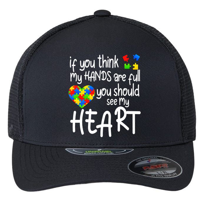 Full Of Heart Autism Parent Flexfit Unipanel Trucker Cap