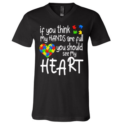 Full Of Heart Autism Parent V-Neck T-Shirt