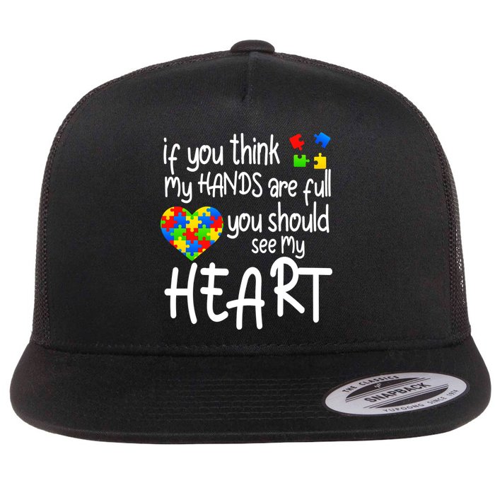 Full Of Heart Autism Parent Flat Bill Trucker Hat