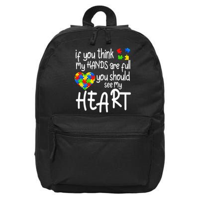 Full Of Heart Autism Parent 16 in Basic Backpack