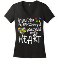 Full Of Heart Autism Parent Women's V-Neck T-Shirt