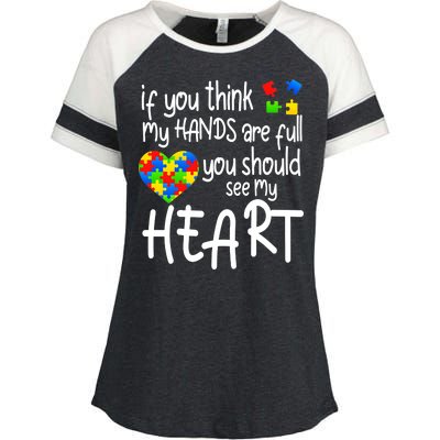 Full Of Heart Autism Parent Enza Ladies Jersey Colorblock Tee