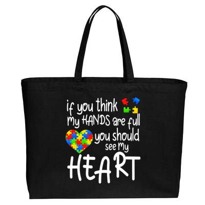 Full Of Heart Autism Parent Cotton Canvas Jumbo Tote