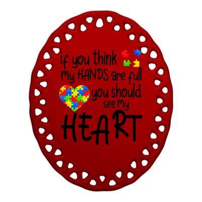 Full Of Heart Autism Parent Ceramic Oval Ornament