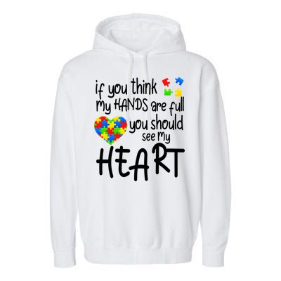 Full Of Heart Autism Parent Garment-Dyed Fleece Hoodie