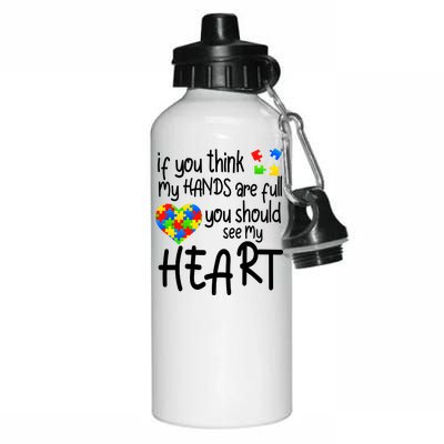 Full Of Heart Autism Parent Aluminum Water Bottle