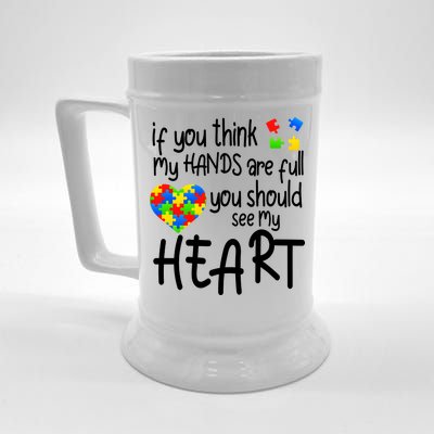 Full Of Heart Autism Parent Beer Stein