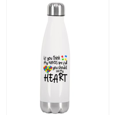 Full Of Heart Autism Parent Stainless Steel Insulated Water Bottle