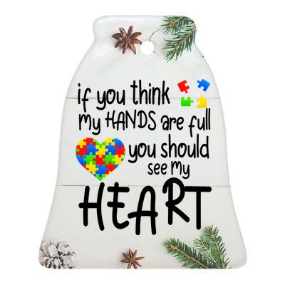 Full Of Heart Autism Parent Ceramic Bell Ornament