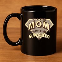 Full Time Mom Part Time Superhero 11oz C Handle Ceramic Mug