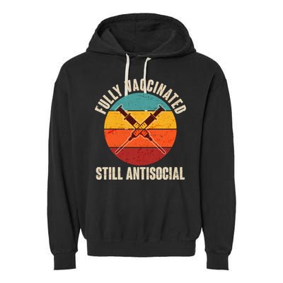 Fully Vaccinated Still Antisocial Vintage Garment-Dyed Fleece Hoodie