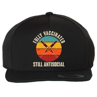 Fully Vaccinated Still Antisocial Vintage Wool Snapback Cap