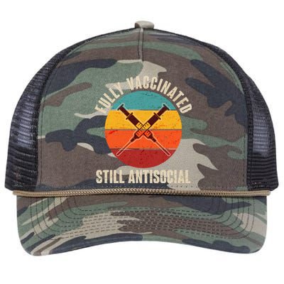 Fully Vaccinated Still Antisocial Vintage Retro Rope Trucker Hat Cap