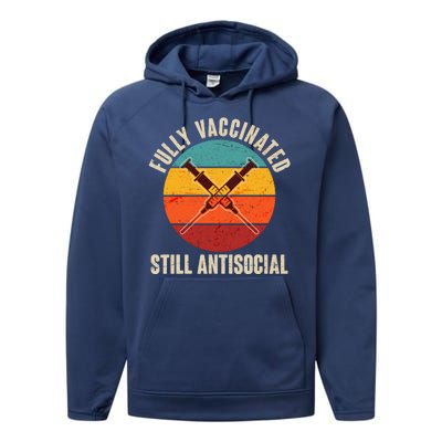 Fully Vaccinated Still Antisocial Vintage Performance Fleece Hoodie