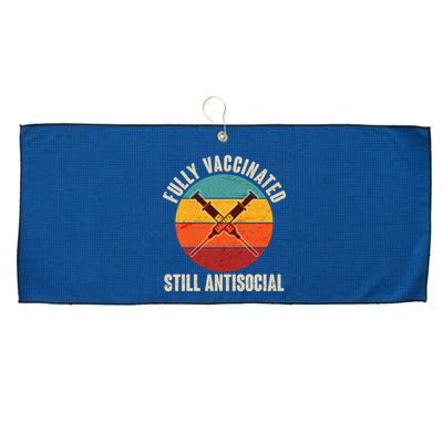 Fully Vaccinated Still Antisocial Vintage Large Microfiber Waffle Golf Towel