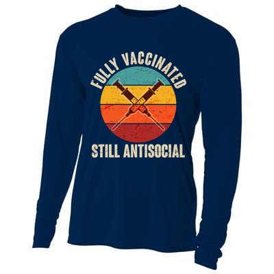 Fully Vaccinated Still Antisocial Vintage Cooling Performance Long Sleeve Crew