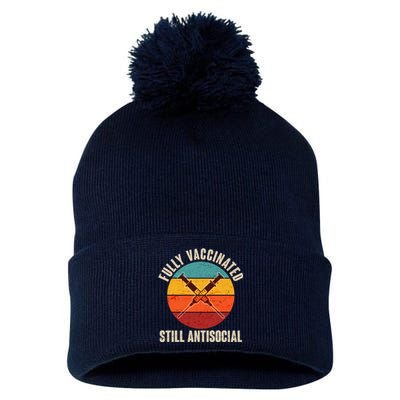 Fully Vaccinated Still Antisocial Vintage Pom Pom 12in Knit Beanie