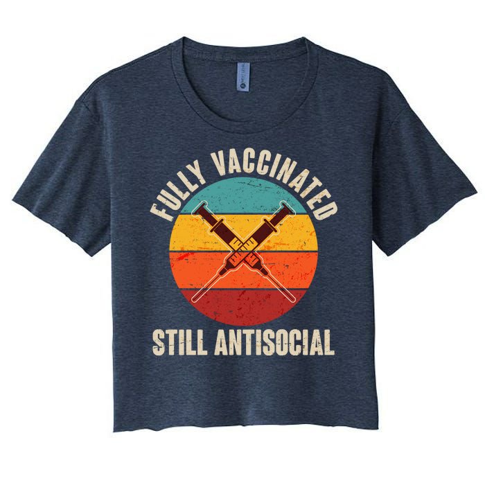 Fully Vaccinated Still Antisocial Vintage Women's Crop Top Tee