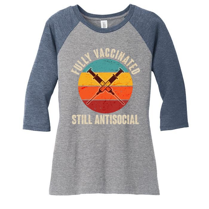 Fully Vaccinated Still Antisocial Vintage Women's Tri-Blend 3/4-Sleeve Raglan Shirt