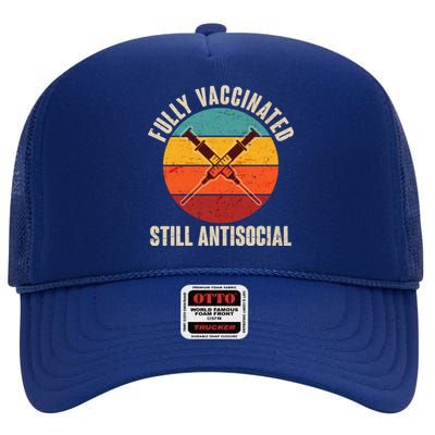 Fully Vaccinated Still Antisocial Vintage High Crown Mesh Back Trucker Hat