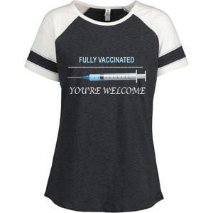 Fully Vaccinated You're Welcome Enza Ladies Jersey Colorblock Tee