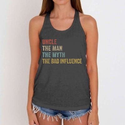  Funny Uncle Man Myth Bad Influence Shirt Retro Vintage Women's Knotted Racerback Tank