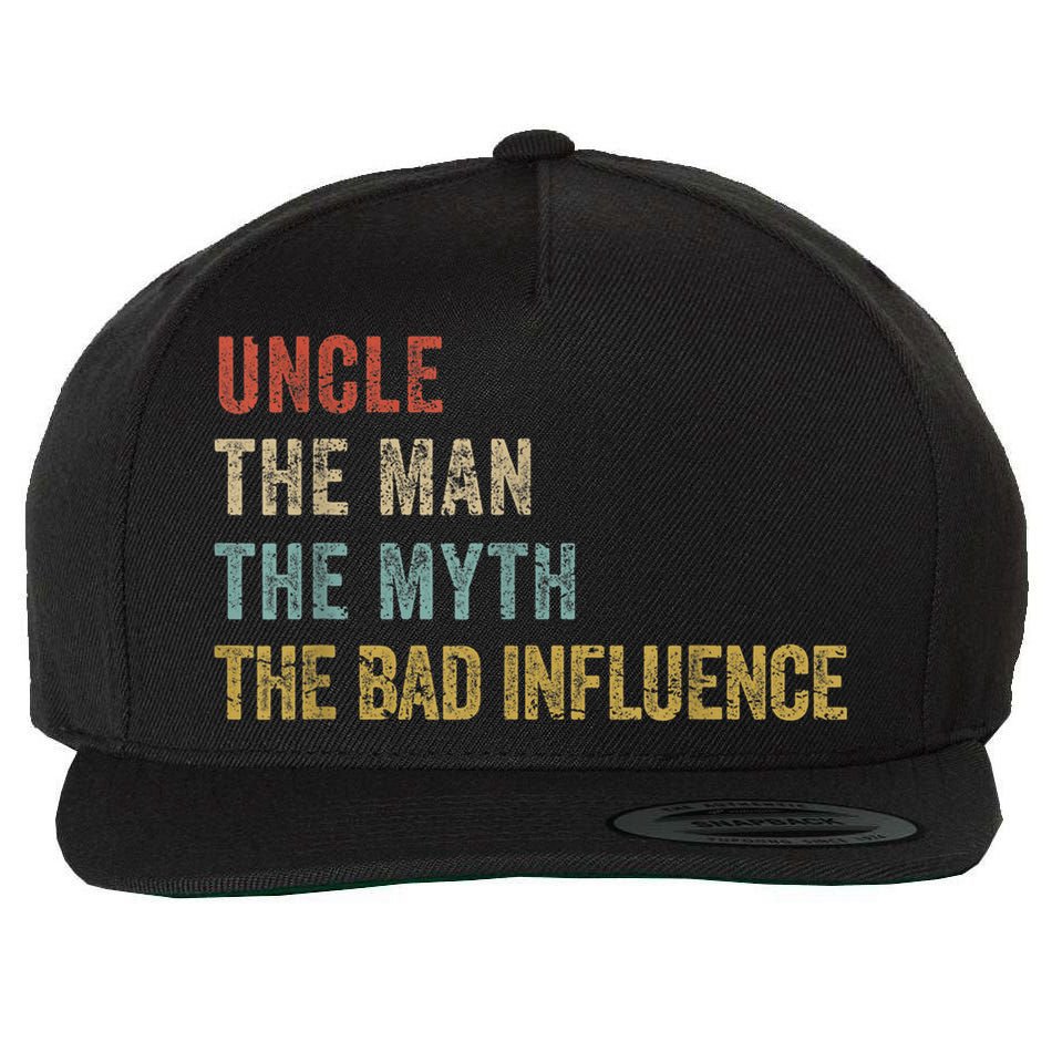  Funny Uncle Man Myth Bad Influence Shirt Retro Vintage Wool Snapback Cap
