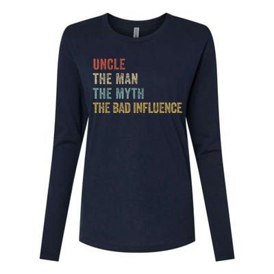  Funny Uncle Man Myth Bad Influence Shirt Retro Vintage Womens Cotton Relaxed Long Sleeve T-Shirt