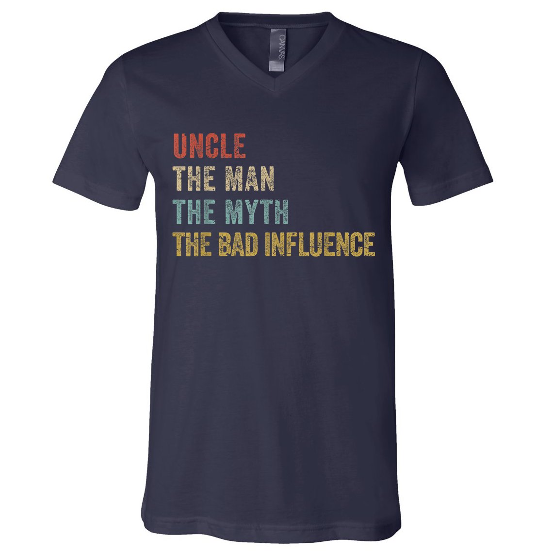  Funny Uncle Man Myth Bad Influence Shirt Retro Vintage V-Neck T-Shirt