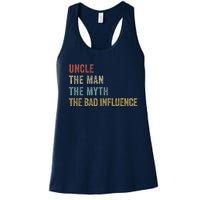  Funny Uncle Man Myth Bad Influence Shirt Retro Vintage Women's Racerback Tank