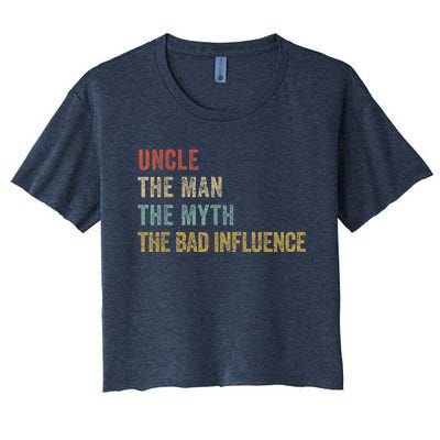  Funny Uncle Man Myth Bad Influence Shirt Retro Vintage Women's Crop Top Tee