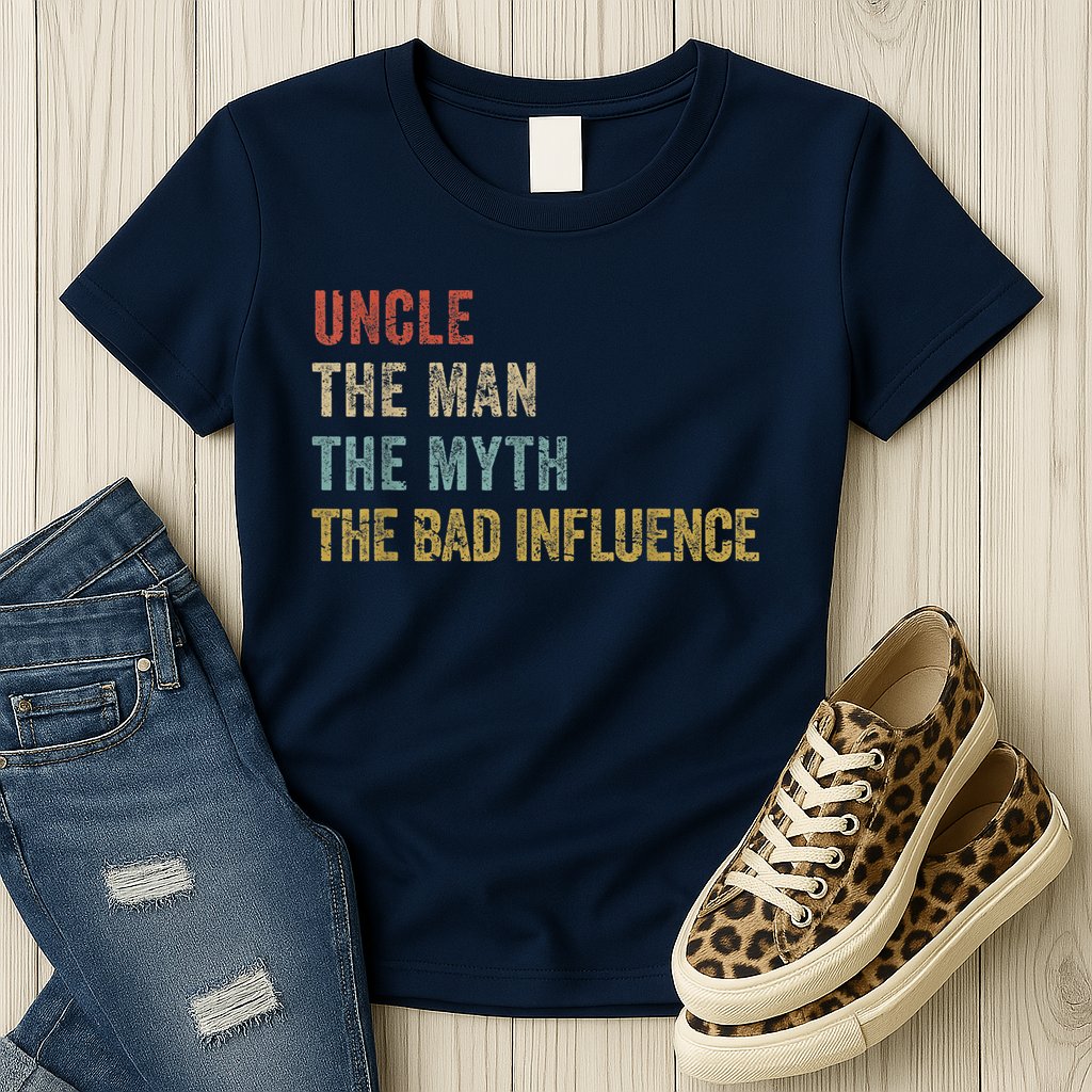  Funny Uncle Man Myth Bad Influence Shirt Retro Vintage Womens T-Shirt