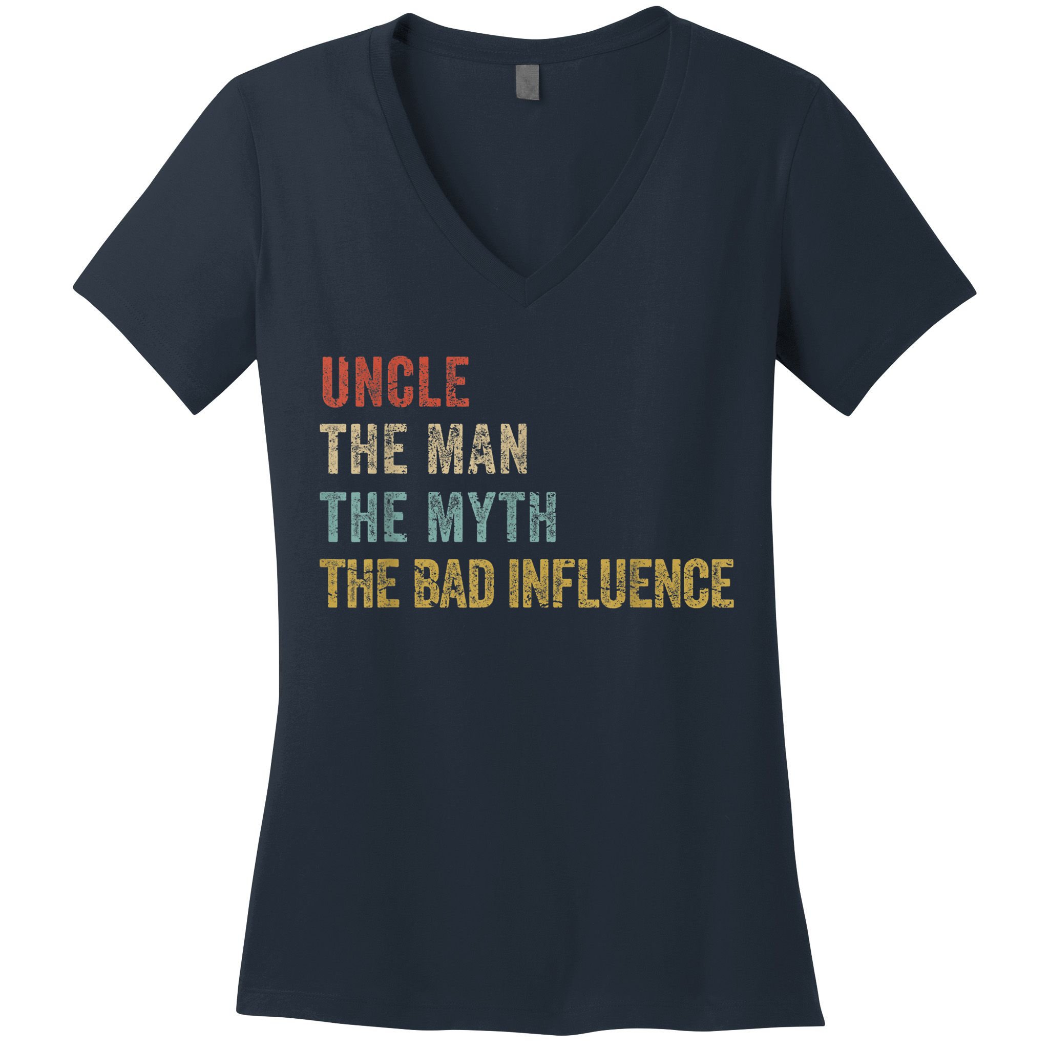  Funny Uncle Man Myth Bad Influence Shirt Retro Vintage Women's V-Neck T-Shirt
