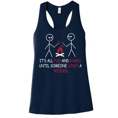 Fun And Games Until Someone Loses A Wiener Women's Racerback Tank