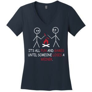 Fun And Games Until Someone Loses A Wiener Women's V-Neck T-Shirt