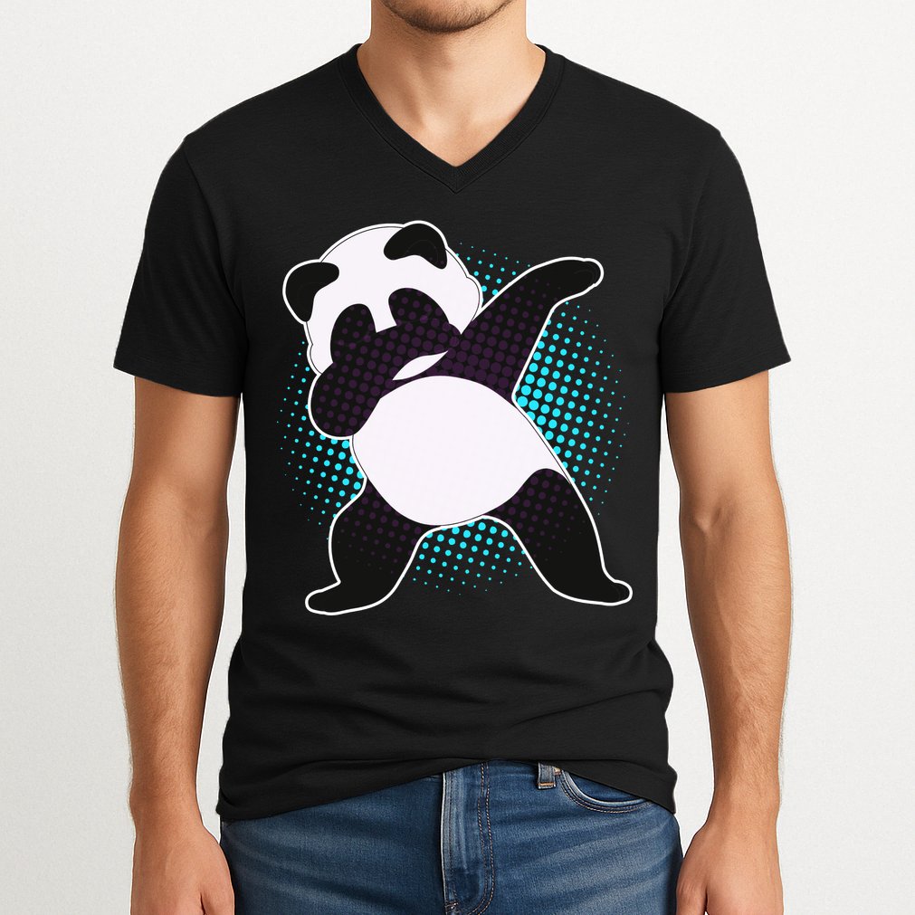 Fun Dabbing Panda Dab Move V-Neck T-Shirt