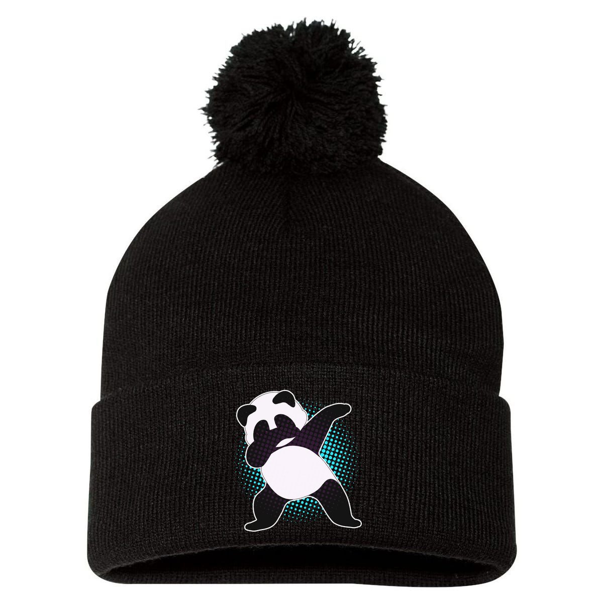 Fun Dabbing Panda Dab Move Pom Pom 12in Knit Beanie