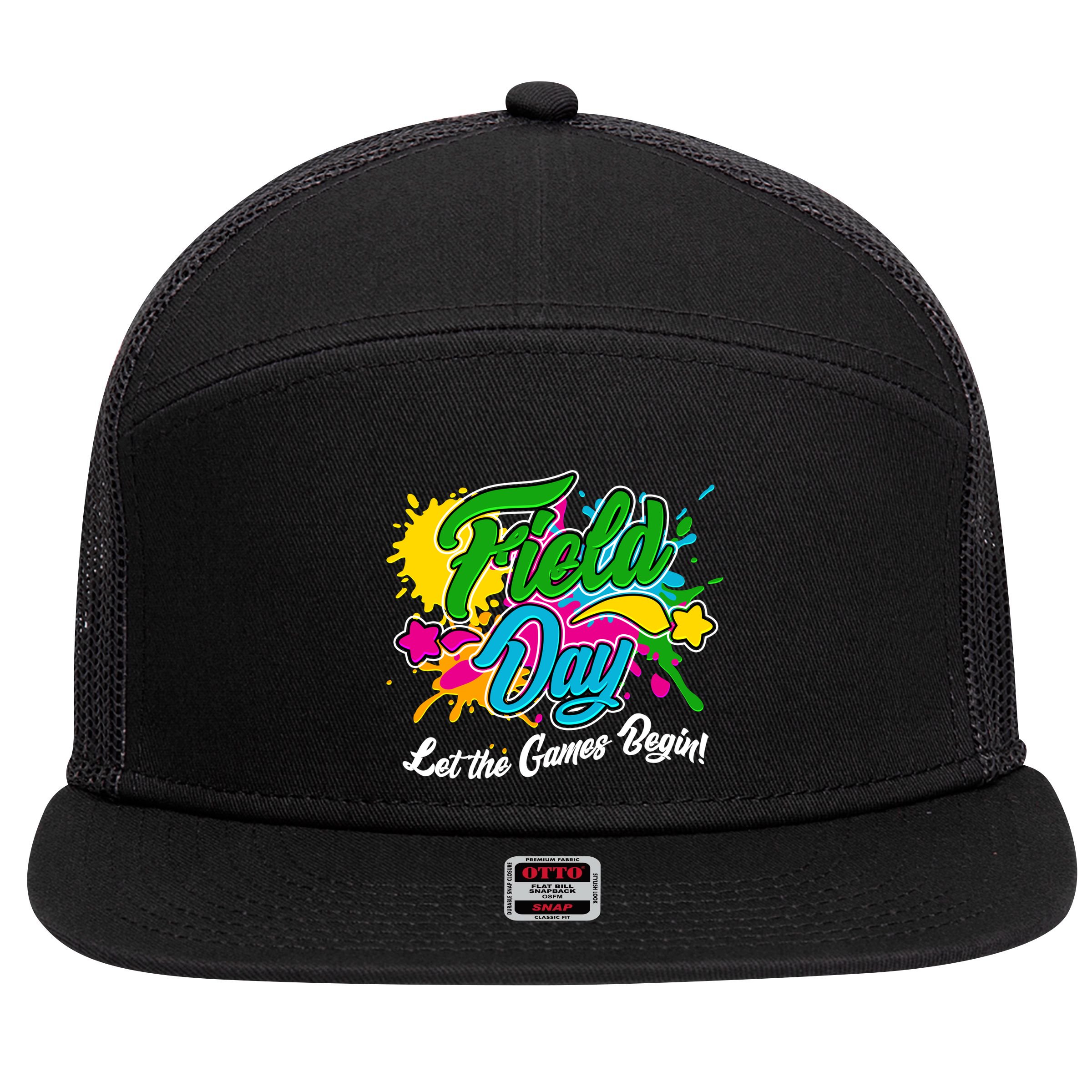 Fun Field Day Let The Games Begin! 7 Panel Mesh Trucker Snapback Hat